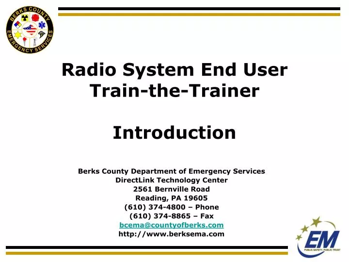 radio system end user train the trainer introduction