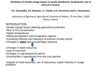 INTRODUCTION Climate change factors affecting agricultural production Rise of CO 2 concentration