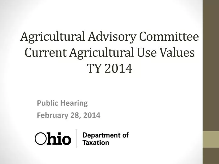 agricultural advisory committee current agricultural use values ty 2014