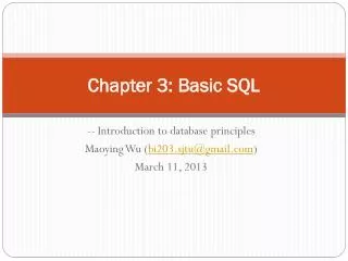 Chapter 3: Basic SQL