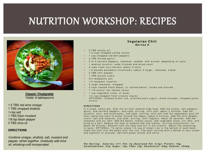 nutrition workshop recipes