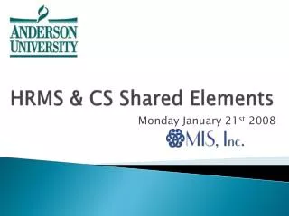 HRMS &amp; CS Shared Elements