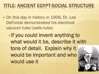Title: Ancient Egypt-Social Structure