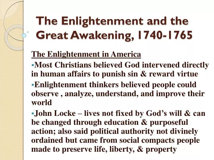 the enlightenment and the great awakening 1740 1765