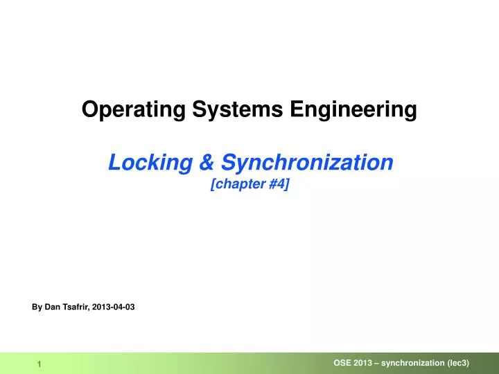 operating systems engineering locking synchronization chapter 4