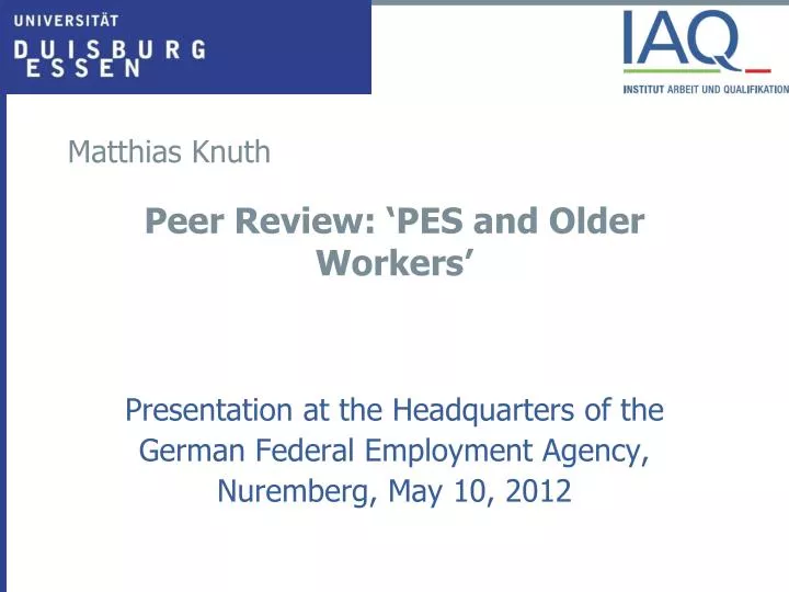 peer review pes and older workers
