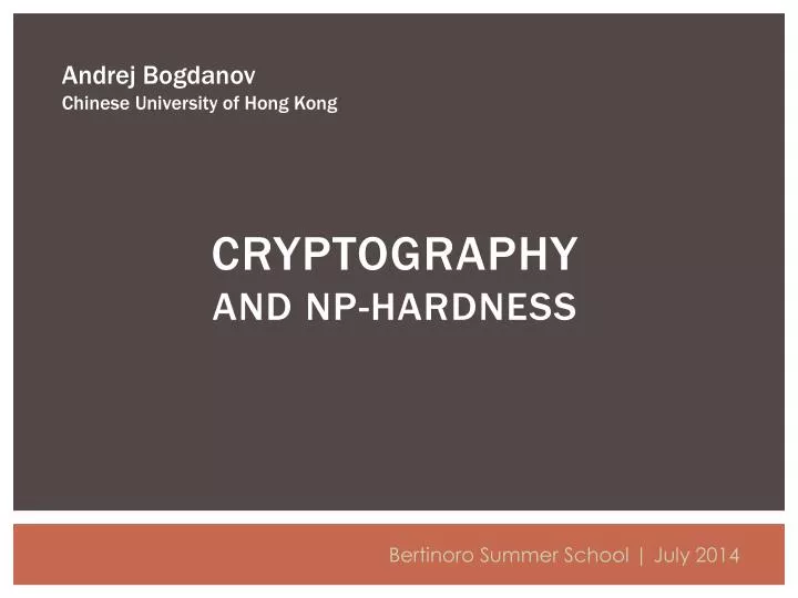 cryptography and np hardness