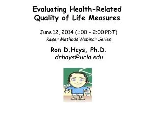 Evaluating Health-Related Quality of Life Measures