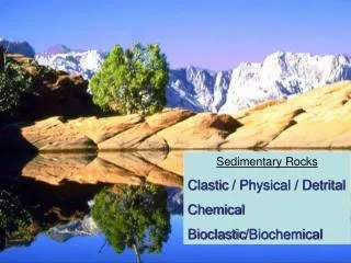Sedimentary Rocks Clastic / Physical / Detrital Chemical Bioclastic /Biochemical