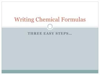 Writing Chemical Formulas