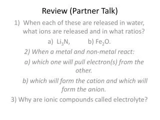 Review (Partner Talk)