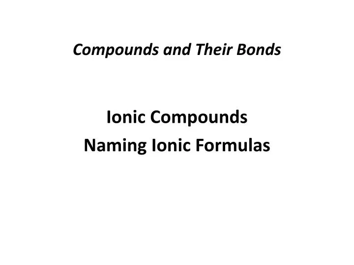 compounds and their bonds