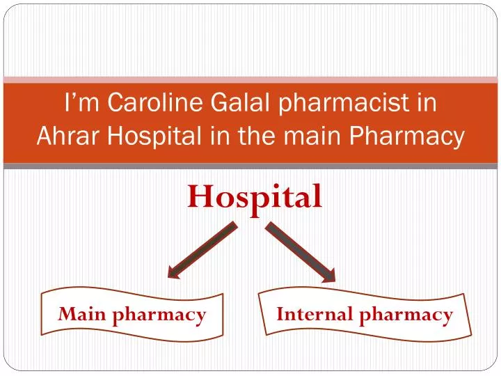 i m caroline galal pharmacist in ahrar hospital in the main pharmacy