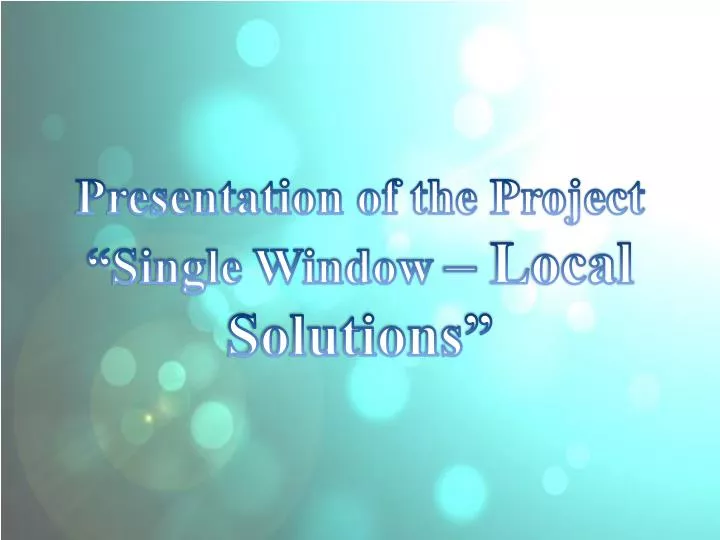 presentation of the project single window local solutions