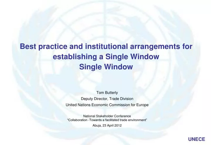 best practice and institutional arrangements for establishing a single window single window