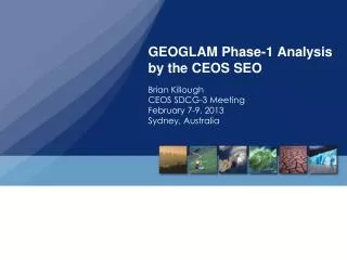GEOGLAM Phase-1 Analysis by the CEOS SEO