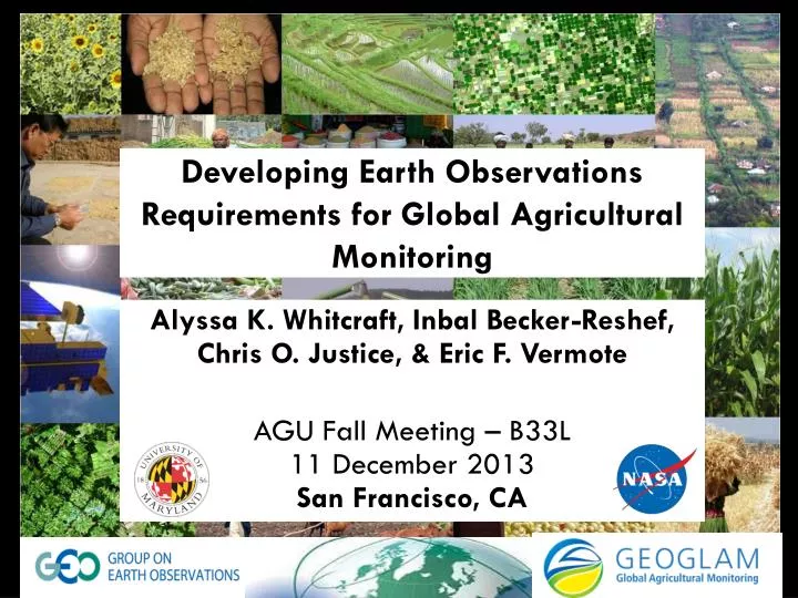 developing earth observations requirements for global agricultural monitoring