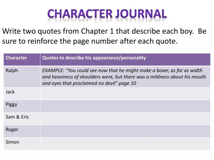 character journal