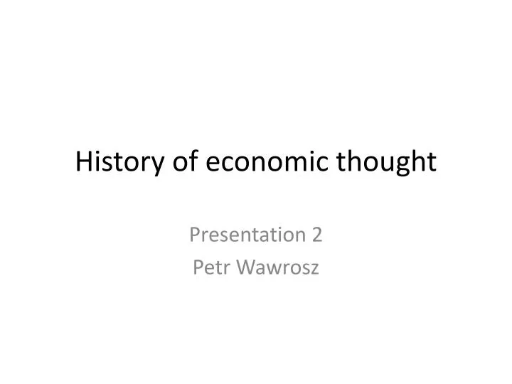 history of economic thought