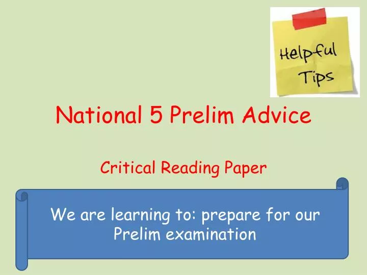 national 5 prelim advice