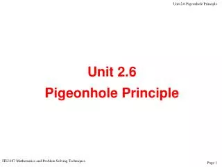 Unit 2.6 Pigeonhole Principle