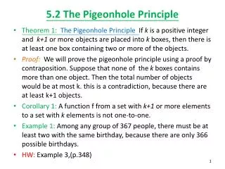 5.2 The Pigeonhole Principle