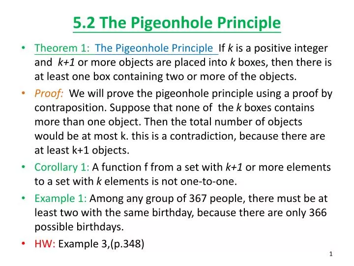 5 2 the pigeonhole principle