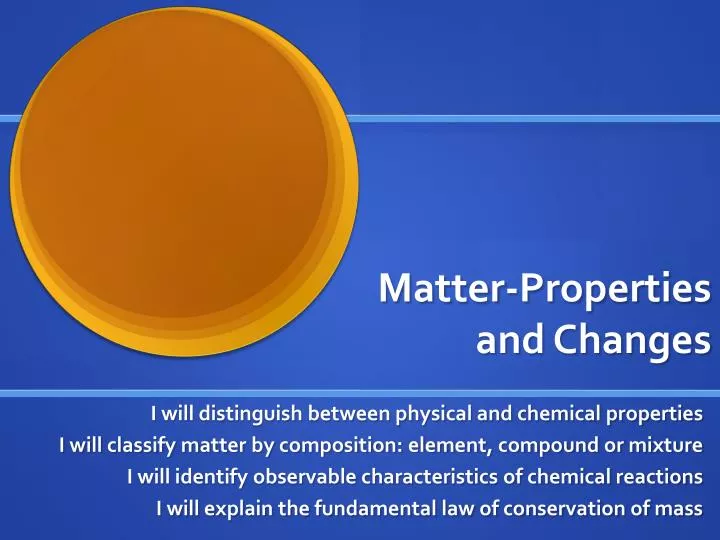 matter properties and changes