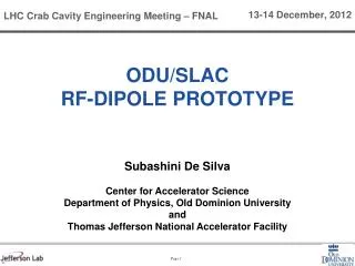 Odu / slac rf -dipole prototype
