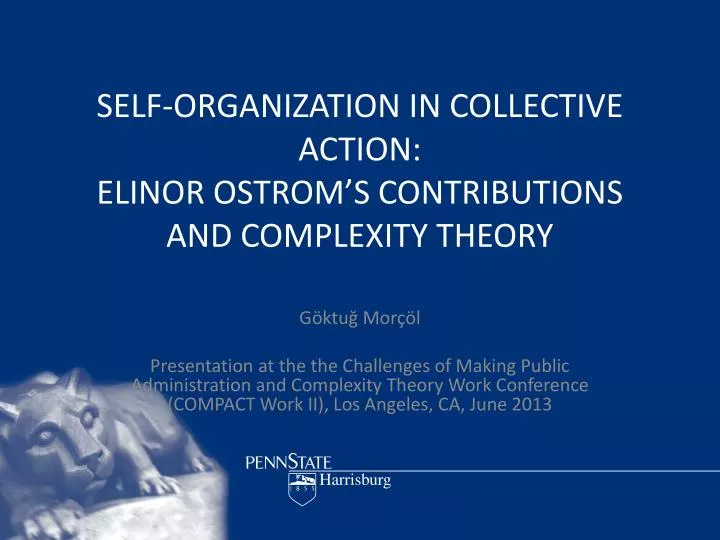 self organization in collective action elinor ostrom s contributions and complexity theory