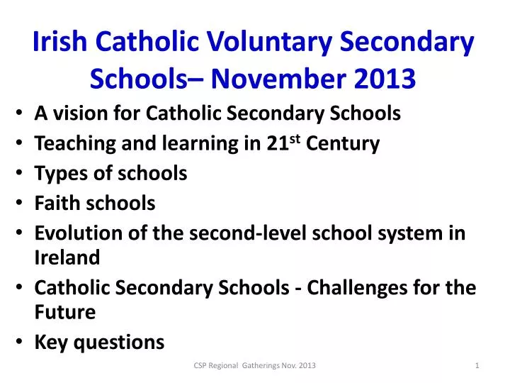 irish catholic voluntary secondary schools november 2013