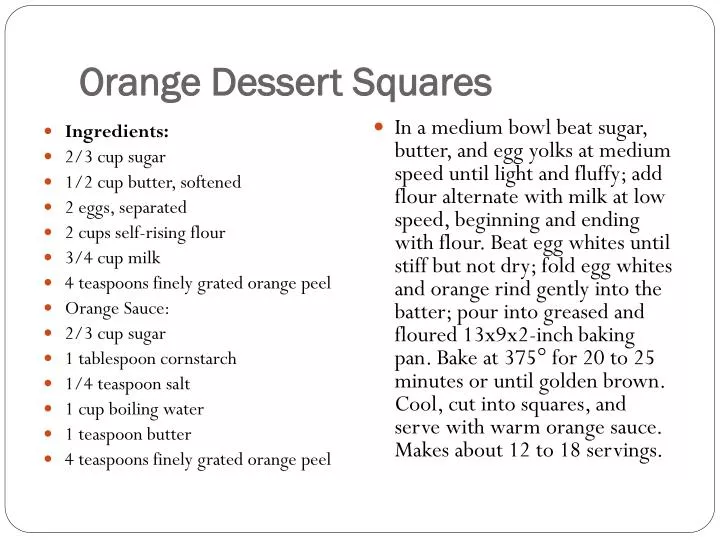 orange dessert squares