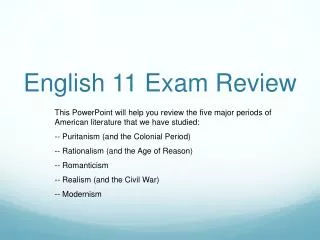 English 11 Exam Review