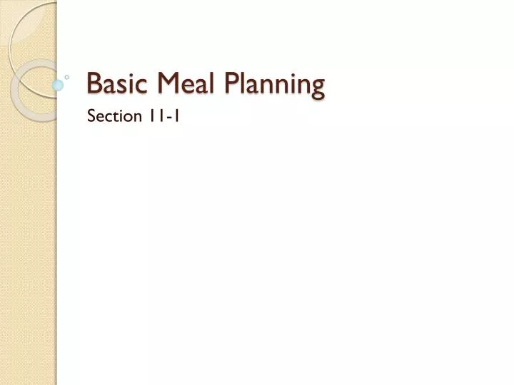 basic meal planning