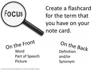 Create a flashcard for the term that you have on your note card.