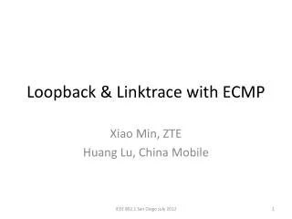 Loopback &amp; Linktrace with ECMP