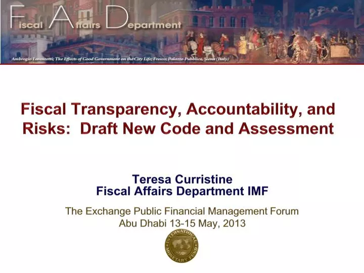 fiscal transparency accountability and risks draft new code and assessment