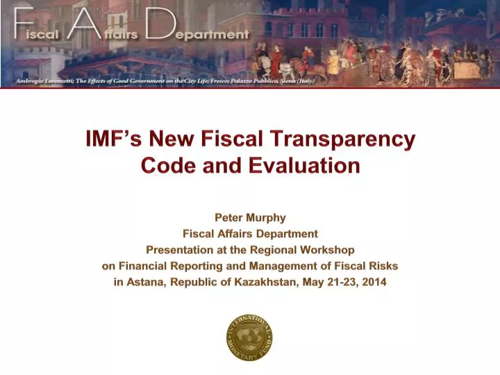 imf s new fiscal transparency code and evaluation