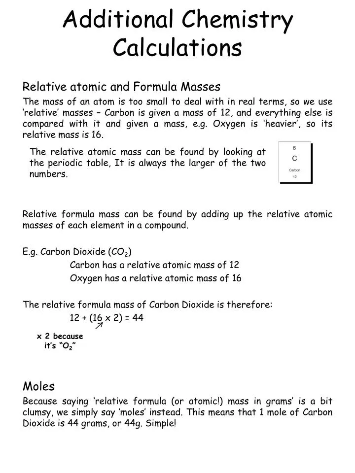 additional chemistry calculations