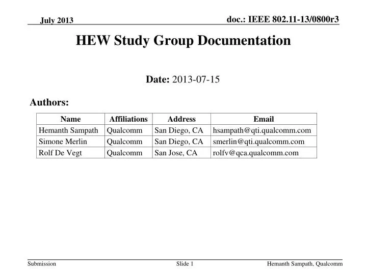 hew study group documentation