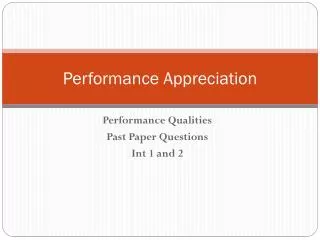 Performance Appreciation