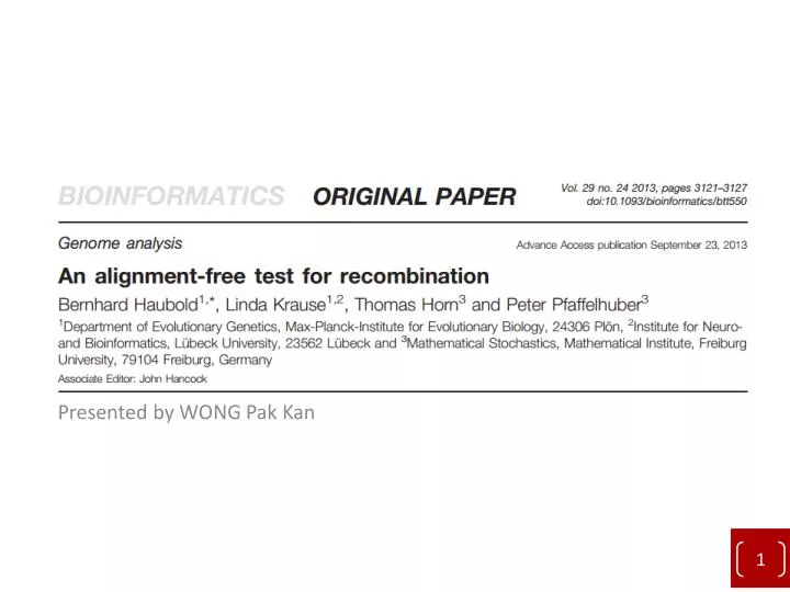 an alignment free test for recombination