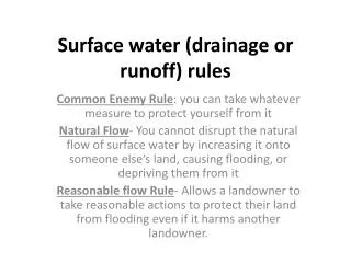 Surface water (drainage or runoff) rules