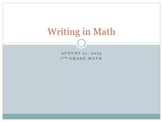 Writing in Math
