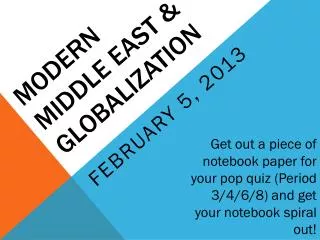 Modern Middle East &amp; Globalization