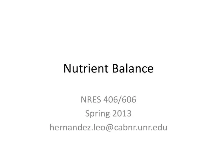 nutrient balance