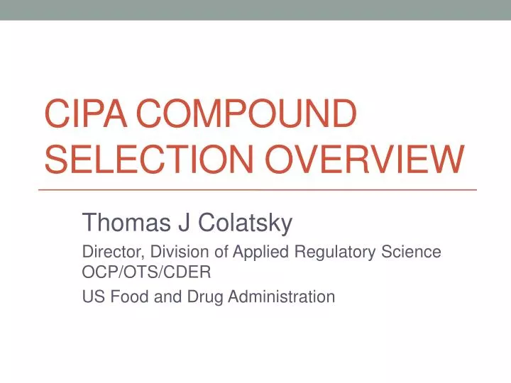 cipa compound selection overview