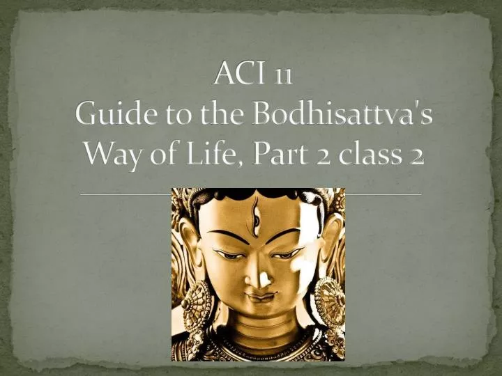 aci 11 guide to the bodhisattva s way of life part 2 class 2