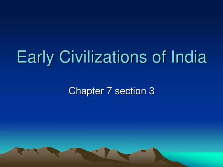 early civilizations of india