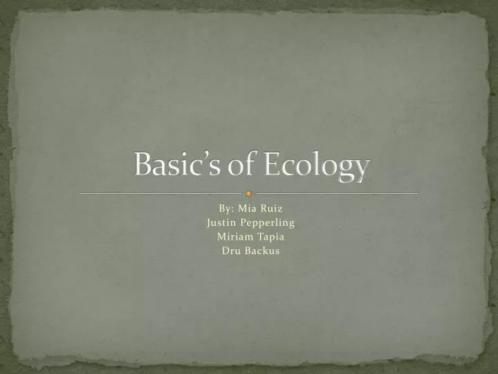 basic s of ecology